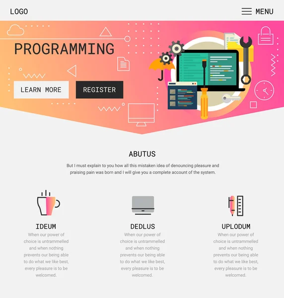 Plantilla Pantallas Salpicadura Aplicaciones Móviles Programación Receptiva Diseño Plano Con — Vector de stock