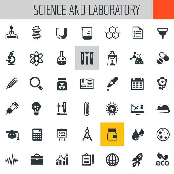 Diseño Plano Moda Iconos Ciencia Laboratorio Sobre Fondo Blanco — Archivo Imágenes Vectoriales