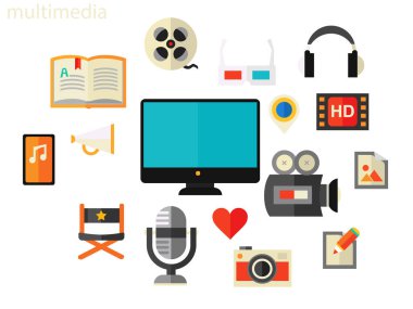 Düz tasarım soyut kavram multimedya sanayî için