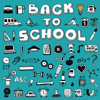 geri okul kavramı afiş doodle tarzı