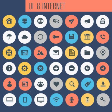 trendy düz dizi tasarım büyük UI ve Internet Icons 