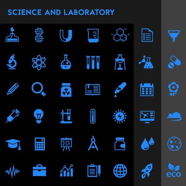 Diseño Plano Moda Colección Iconos Ciencia Laboratorio — Vector de stock