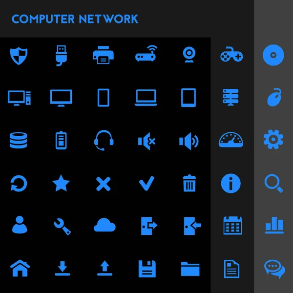 Conjunto Iconos Redes Servidores Ordenadores Grandes Diseño Plano Moda — Archivo Imágenes Vectoriales