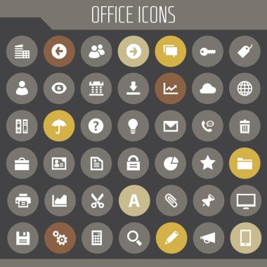Moda düz tasarım büyük UI, UX ve Ofis simgeleri ayarlandı