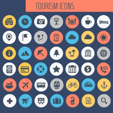 Moda büyük turizm ve seyahat ikonları koleksiyonu