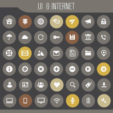 Moda düz tasarım büyük UI ve İnternet simgeleri seti