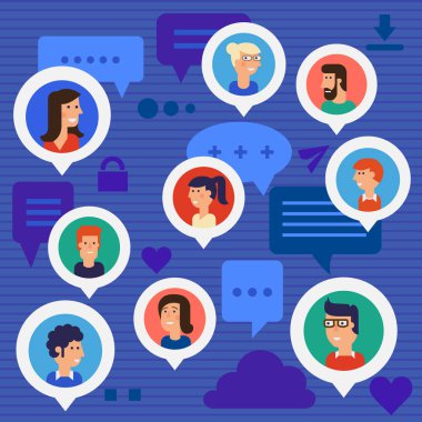 Sosyal ağlar, insan sorunları, kullanıcıların tutar, Kullanıcı profilleri, Global sohbet kavramı
