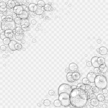 Üzerinde ışık şeffaf arka plan şeffaf su veya sabun köpük