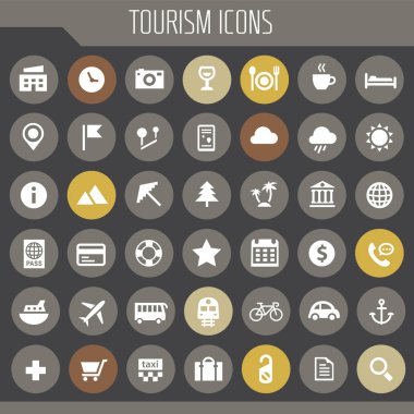 Moda büyük turizm ve seyahat ikonları koleksiyonu