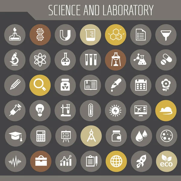 Diseño Plano Moda Colección Iconos Ciencia Laboratorio — Archivo Imágenes Vectoriales