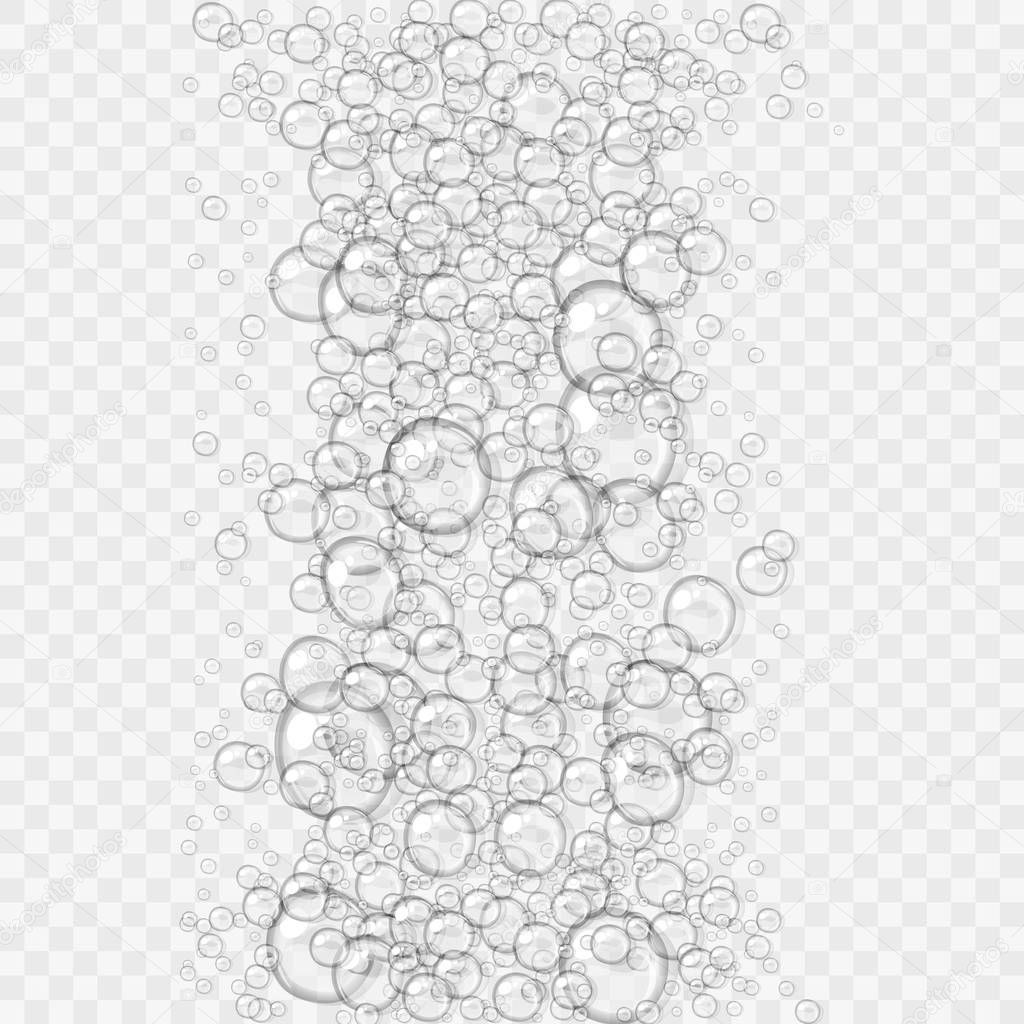 Transparent water or soap foam on light transparent background