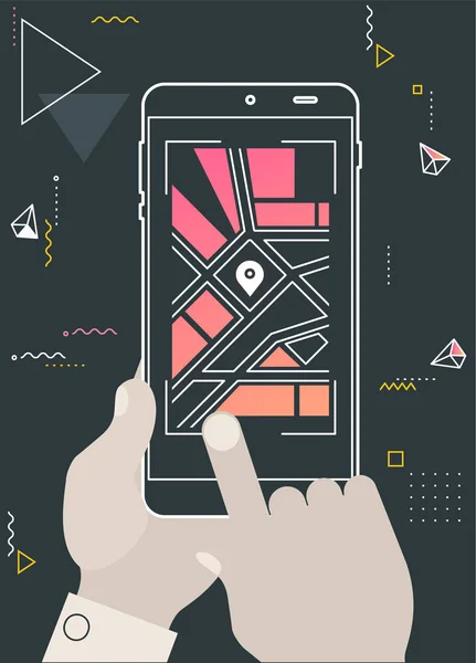 Vektor Illustration Des Mobilen App Konzepts Für Reisenavigation Und Outdoor — Stockvektor