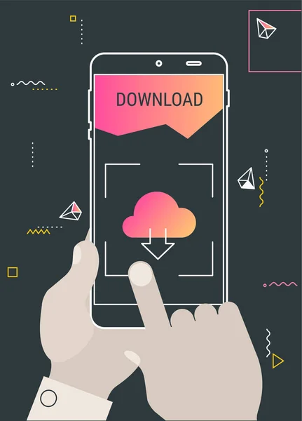 Vektorillustration Mobilapp Koncept För Hantering Molnet — Stock vektor