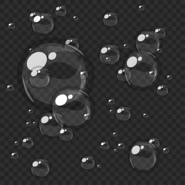 Işık şeffaf arka plan üzerinde düzenlemek, 10 Eps kolay izole şeffaf su veya sabun köpük