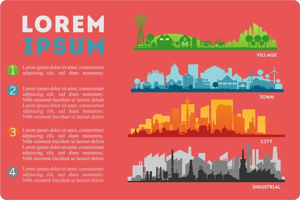 Abstrakta Eleganta Stadsbilden Infographics Infographics Element Samling Med Stad Staden — Stock vektor