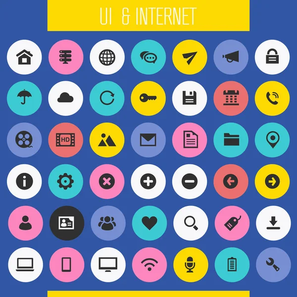 Diseño Plano Moda Gran Interfaz Usuario Iconos Internet Conjunto — Archivo Imágenes Vectoriales