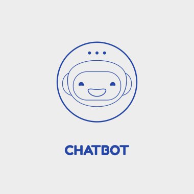 Chatbot uygulama simgesi kavramı. Doğrusal vektör Illustration, ışık arka planda izole