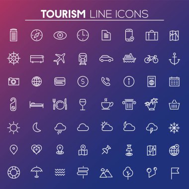 Moda büyük turizm ve seyahat ikonları koleksiyonu