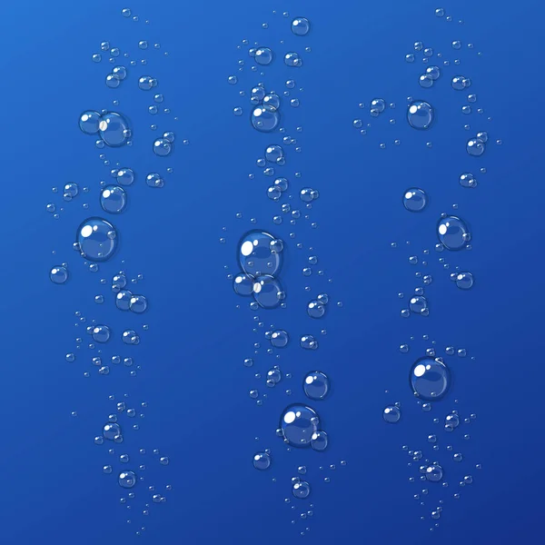 透明な水や石鹸の泡 青の背景に分離され 編集が容易 Eps — ストックベクタ