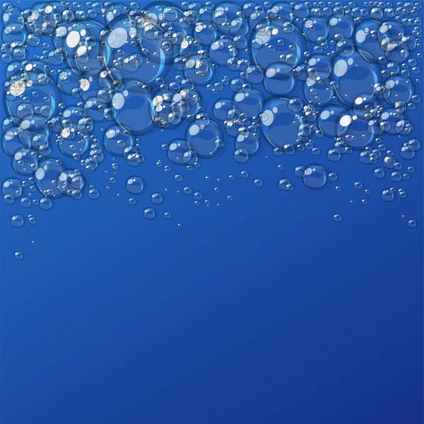 Mousse abstraite, bulles d'eau, isolée sur fond bleu — Image vectorielle