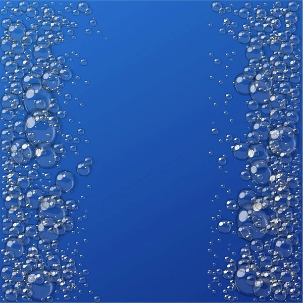 抽象的な泡、水の泡、青い背景に隔離 — ストックベクタ