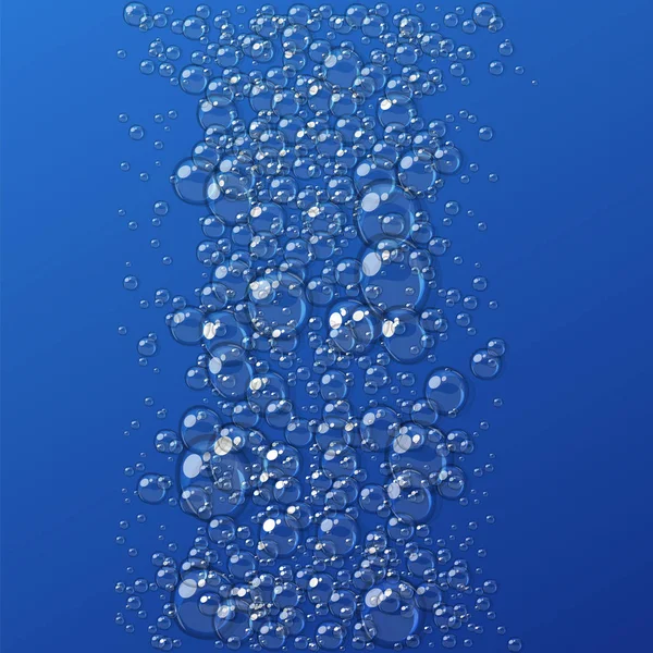 Espuma abstracta, burbujas de agua, aislada sobre fondo azul — Vector de stock