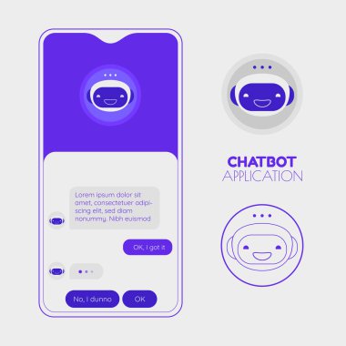 Chatbot mobil uygulama konsepti. Trendy düz tasarım vektör illüstrasyon