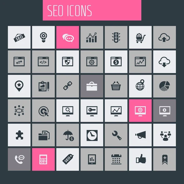 Grote SEO icon set, trendy platte icons collectie — Stockvector