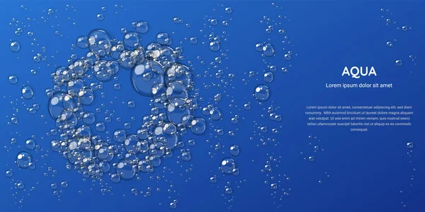 Espuma abstrata, bolhas de água, isoladas sobre fundo azul — Vetor de Stock