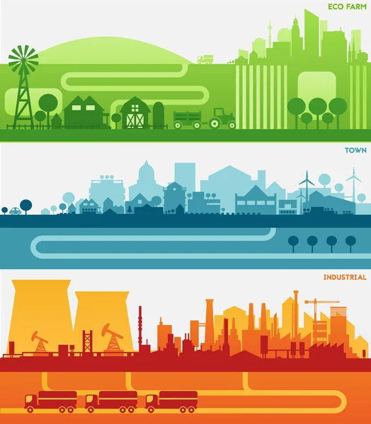 Infografías Abstractas Del Paisaje Urbano Con Estilo Colección Elementos Infográficos — Vector de stock