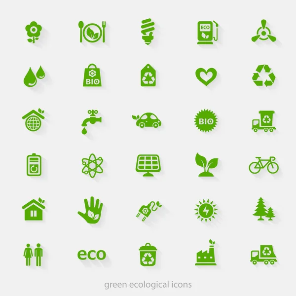 Trendy ecologische en natuurlijke groene iconen collectie — Stockvector