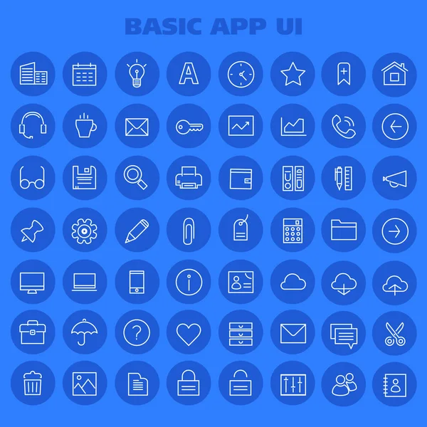 Ensemble d'icônes linéaires Big Basic App UI, UX et Office — Image vectorielle