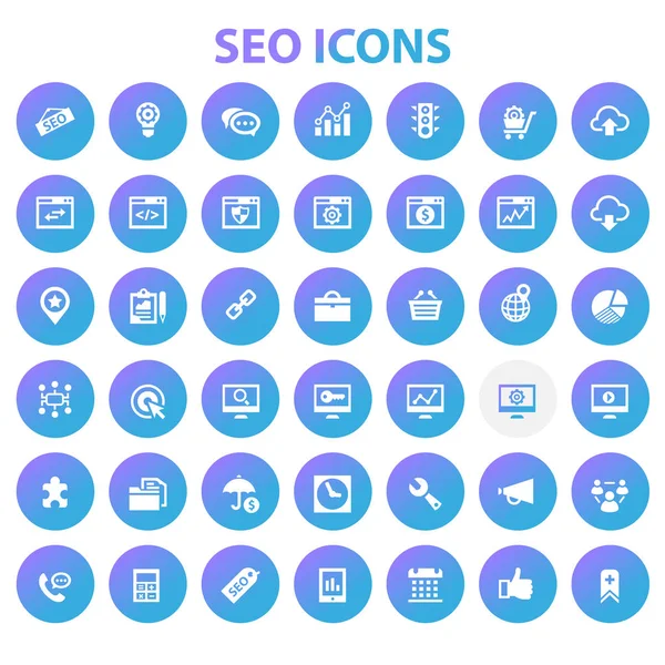 Grote SEO icon set, trendy platte icons collectie — Stockvector