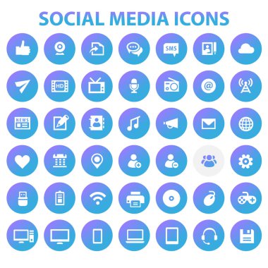 Büyük Sosyal Medya simge seti, trendy düz simgeler koleksiyonu