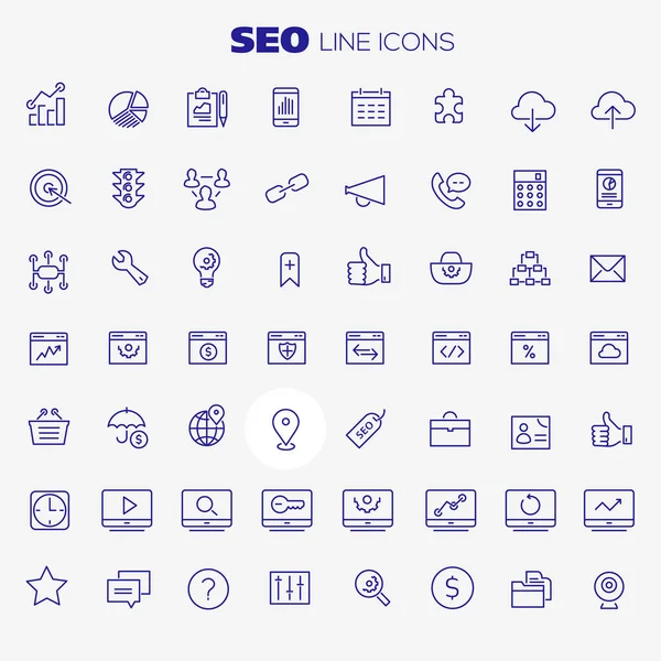 Gran conjunto de iconos SEO, colección de iconos de línea de moda — Archivo Imágenes Vectoriales