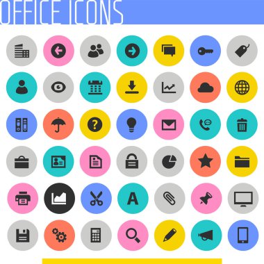 Moda düz tasarım büyük UI, UX ve Ofis simgeleri ayarlandı