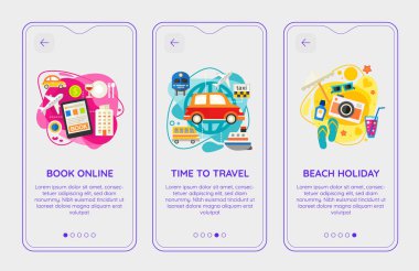 Düz Tasarım Tepkili Zaman Ui mobil uygulama sıçrama şablonu ve modaya uygun çizimler