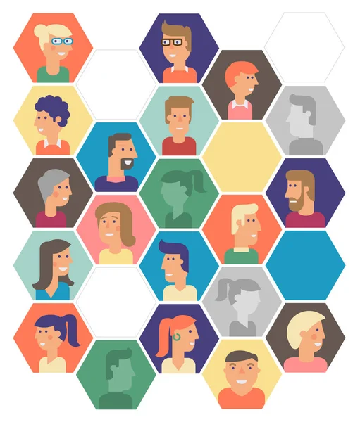 Ensemble Vectoriel Avatars Dessins Animés Matériels Personnages Pour Web — Image vectorielle