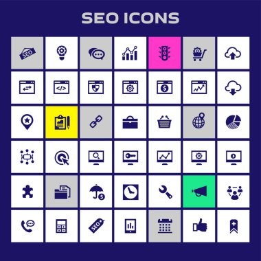 Moda düz tasarım büyük SEO simgeleri seti