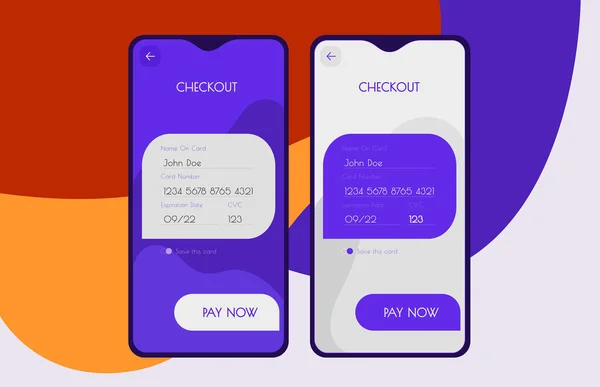 Тенденция Реагировать Мобильный Пользовательский Интерфейс Шаблонов Проверить Оплаты Мобильного Приложения — стоковый вектор