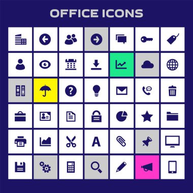 Moda düz tasarım büyük UI, UX ve Ofis simgeleri ayarlandı