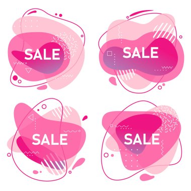 Abstract trendy vivid vector flow amoeba style Sale banners clipart