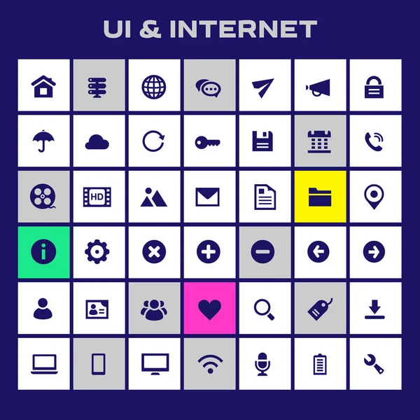 Diseño Plano Moda Gran Interfaz Usuario Iconos Internet Conjunto — Vector de stock