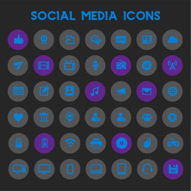 Moda düz tasarım büyük Sosyal Medya simgeleri seti