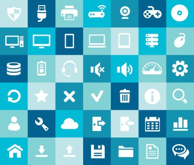 Moda düz tasarım büyük Sunucu ve Ağ simgeleri belirlendi