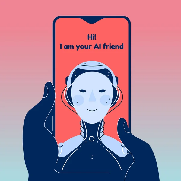 Chatbot Robot Chatting Vector Illustration Ilustrasi Terisolasi Tentang Teman Aplikasi - Stok Vektor