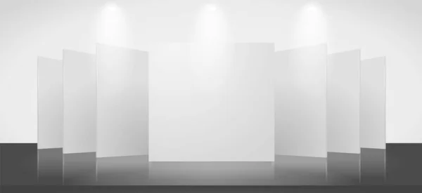 Vector Leervorlage Einer Ausstellungsszene Mit Einem Leeren Ständer Bild Enthält — Stockvektor