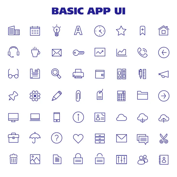 Tendance Linéaire Grande Application Base Office Icônes Ensemble — Image vectorielle