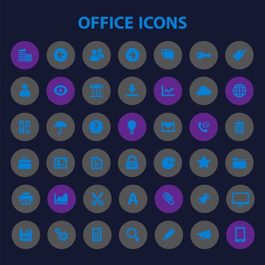 Moda düz tasarım büyük UI, UX ve Ofis simgeleri ayarlandı