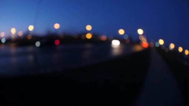 Uitzicht over de stad bij nacht, fisheye lens. — Stockvideo